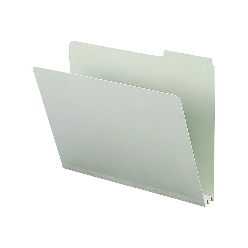 File Folders|Smead Pressboard File Folder, 1/3-Cut Tab, 2" Expansion, Letter Size, Gray/Green, 25/Box (13234)