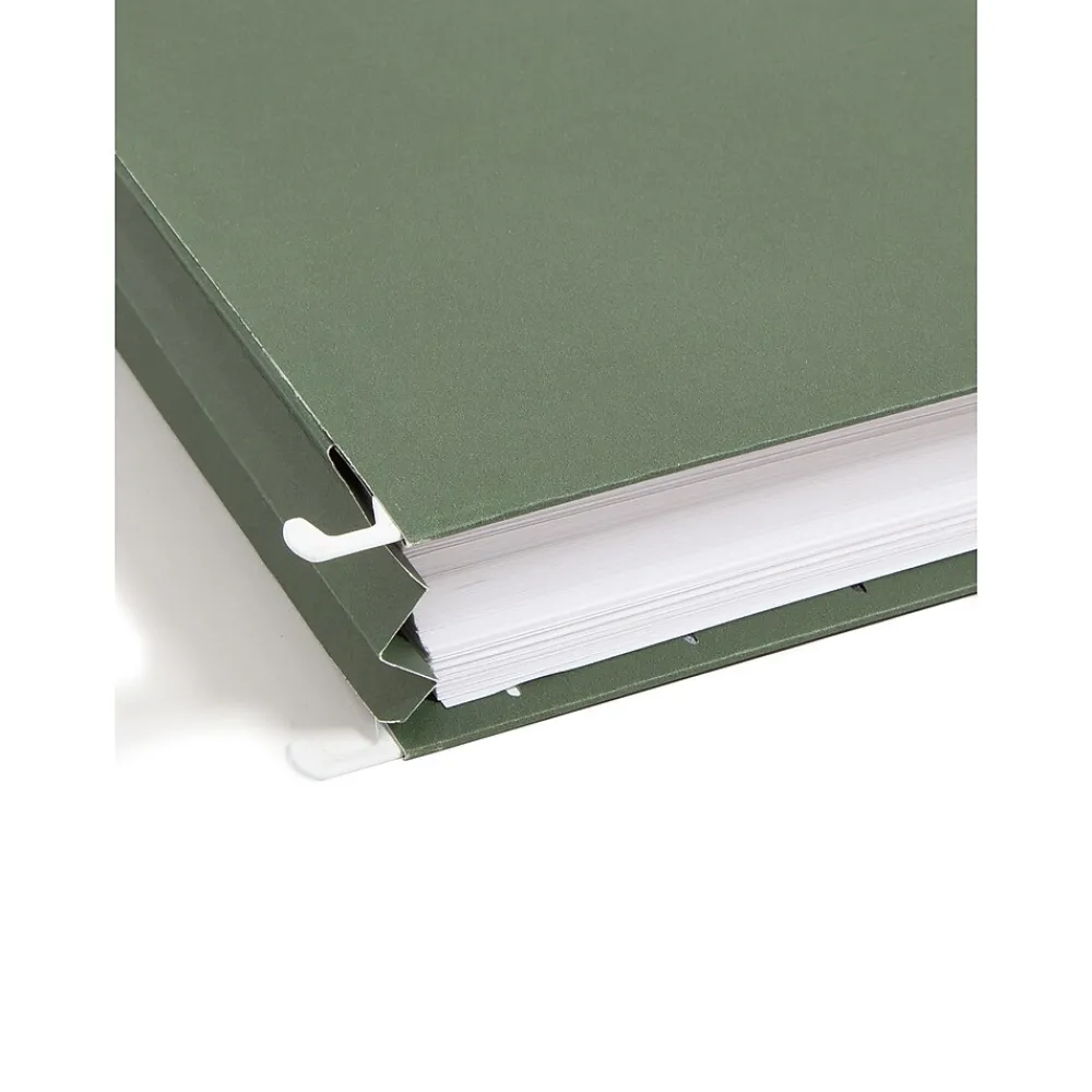 Hanging File Folders|Smead Recycled Hanging File Pocket, 1.75" Expansion, Legal Size, Standard Green, 25/Box (64318)