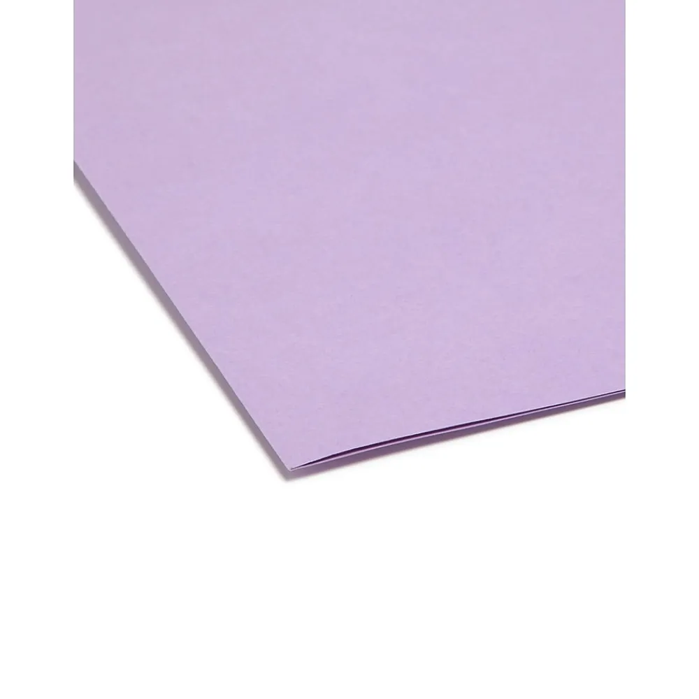 File Folders|Smead Reinforced Straight Cut Colored File Folders, Legal, Lavender, 100/Box (17410)