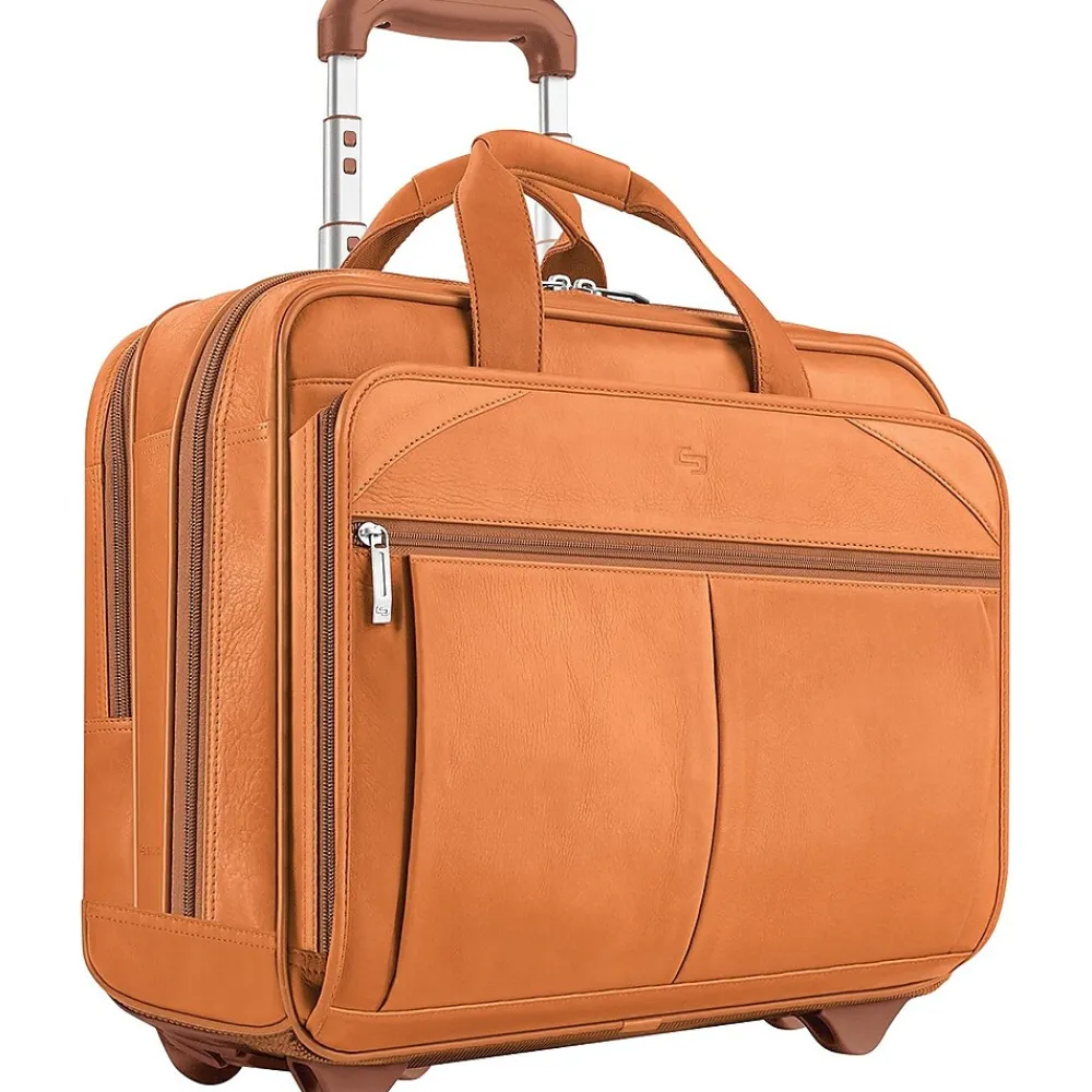 Laptop Bags|Solo New York 15.6" Leather Rolling Laptop Bag, Tan (D5291)