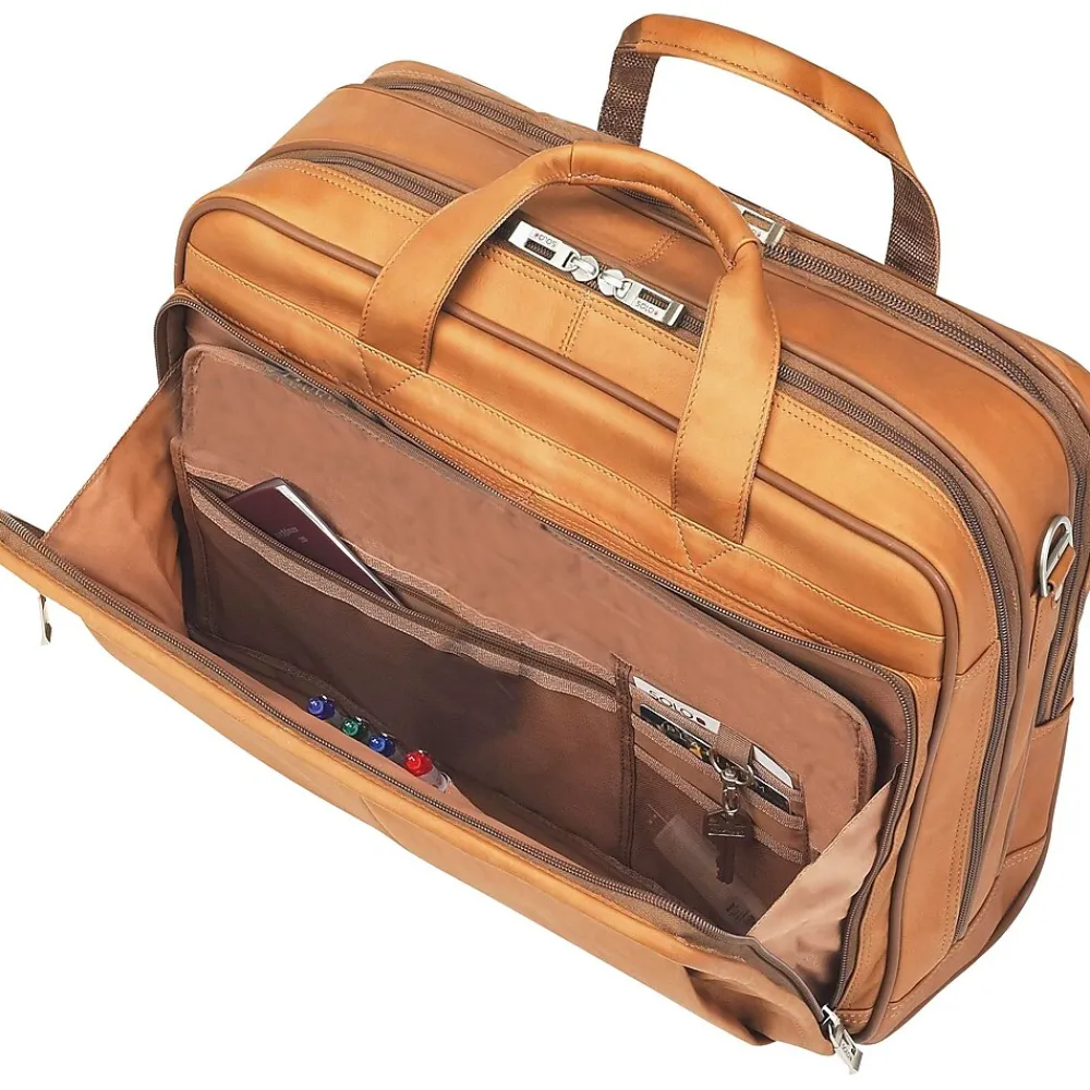 Laptop Bags|Solo New York 15.6" Leather Rolling Laptop Bag, Tan (D5291)