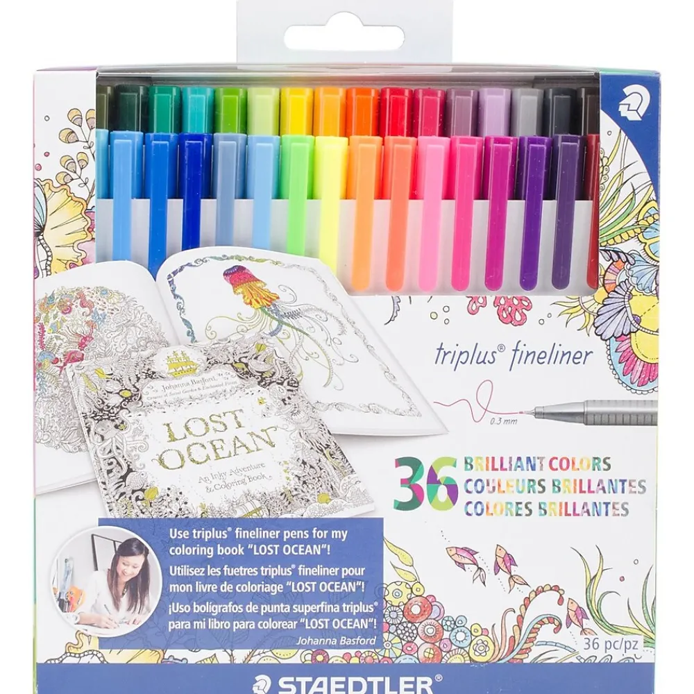 Markers|Staedtler Triplus Fineliner Marker, Assorted Colors, 36 Pack (33436JBLU)