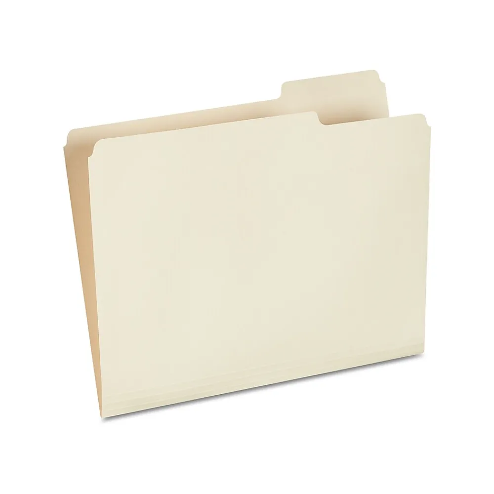 File Folders|Staples 30% Recycled File Folders, 1/3-Cut Tab, Right Position, Letter Size, Manila, 100/Box (ST116822/116822)
