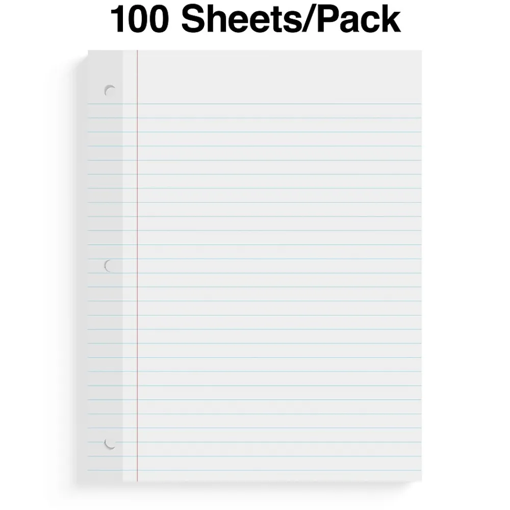 Filler Paper|Staples College Ruled Filler Paper, 8.5" x 11", 100 Sheets/Pack (TR16183)