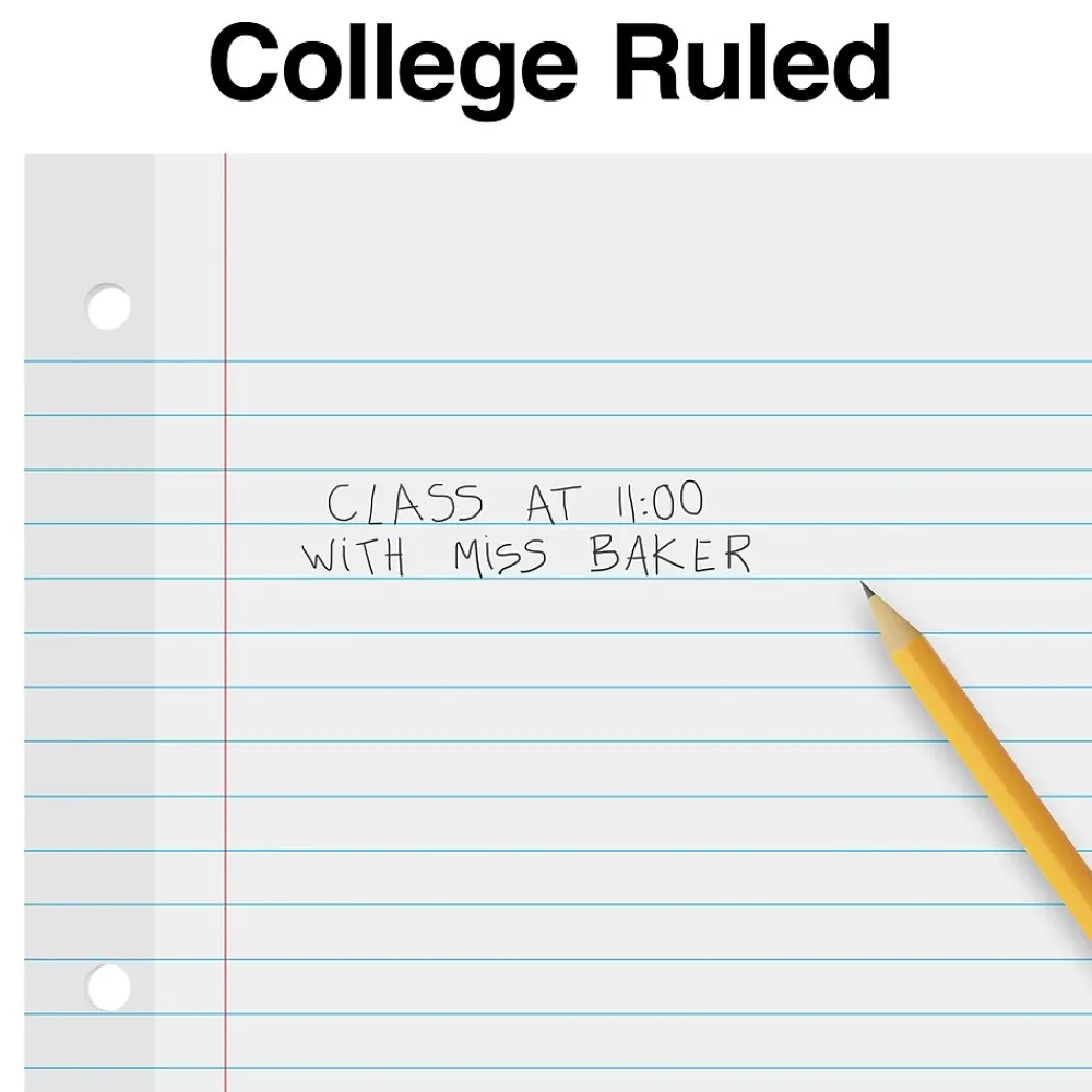 Filler Paper|Staples College Ruled Filler Paper, 8.5" x 11", 100 Sheets/Pack (TR16183)