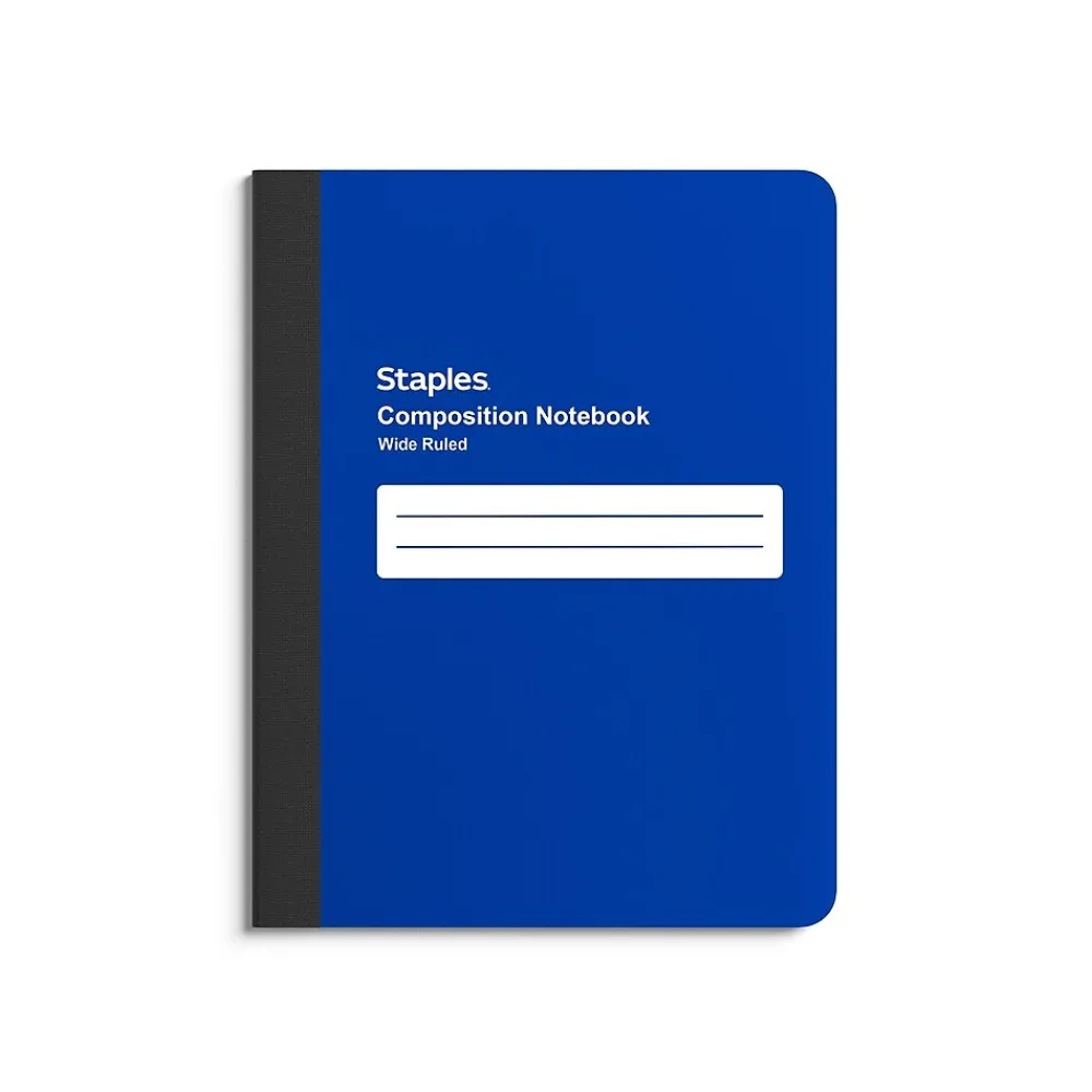 Notebooks|Staples Composition Notebook, 7.5" x 9.75", Wide Ruled, 80 Sheets, (ST55086) Blue