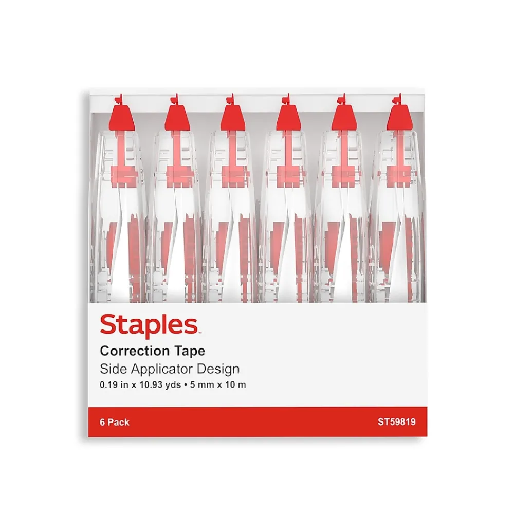 Correction & White-Out|Staples Correction Tape, White, 6/Pack (ST59819)