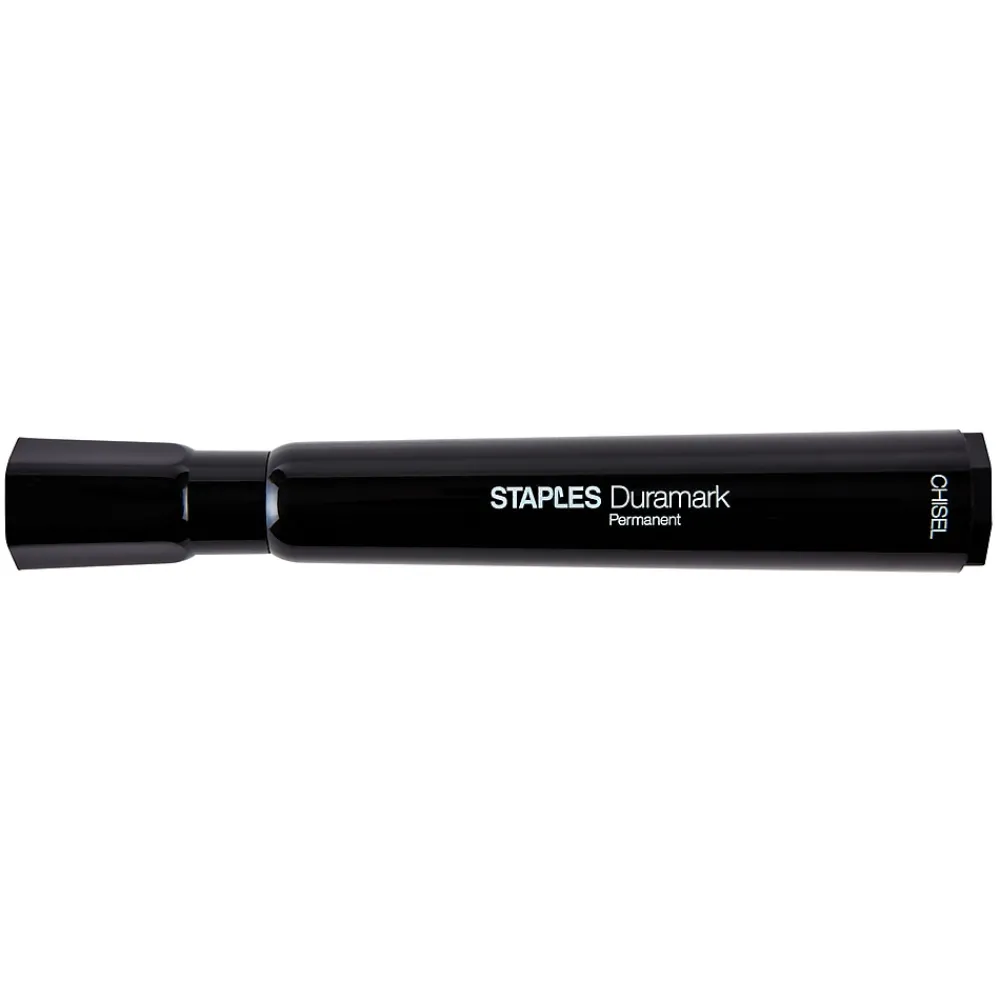 Markers|Staples DuraMark Tank Permanent Marker, Chisel Tip, Black, 12/Pack (10403-CC)