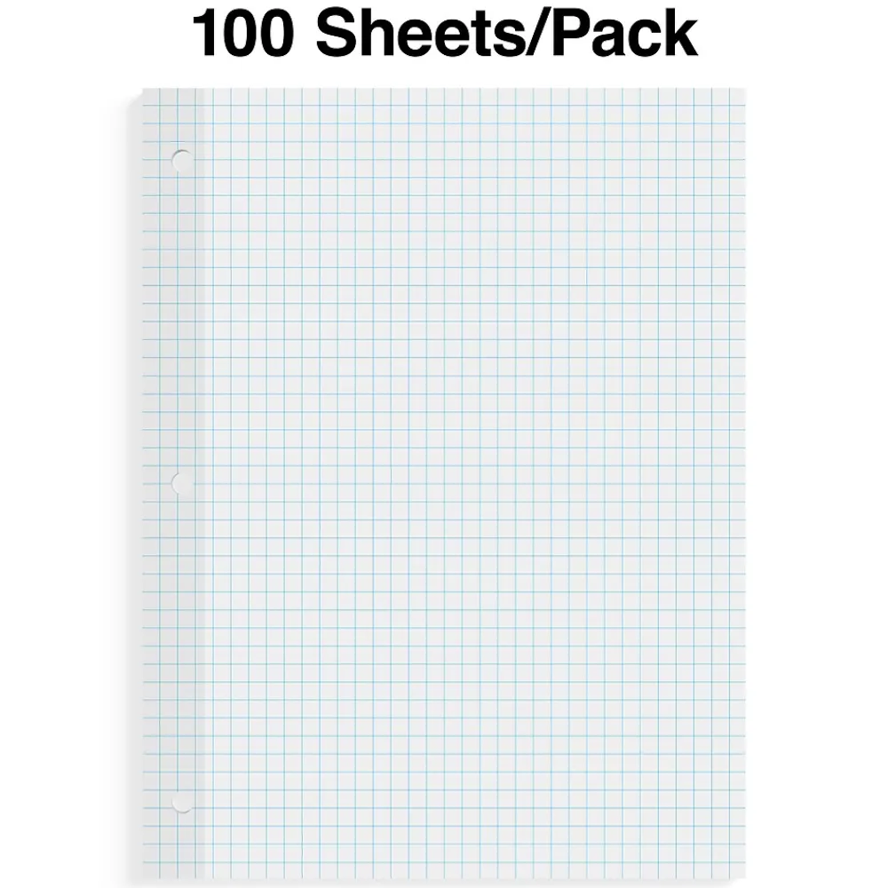 Filler Paper|Staples Graph Ruled Filler Paper, 8.5" x 11", White, 100 Sheets/Pack (TR25549)