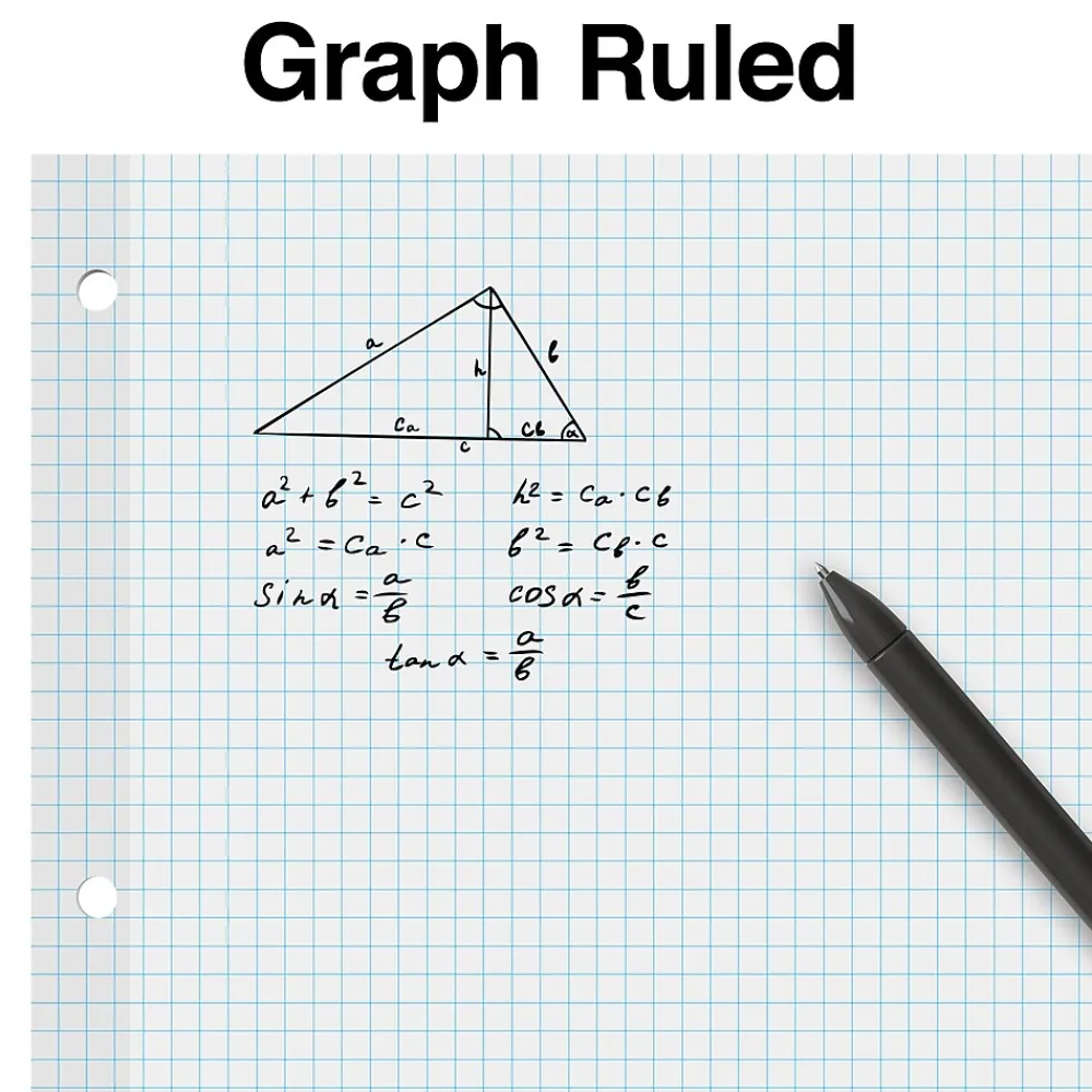Filler Paper|Staples Graph Ruled Filler Paper, 8.5" x 11", White, 100 Sheets/Pack (TR25549)