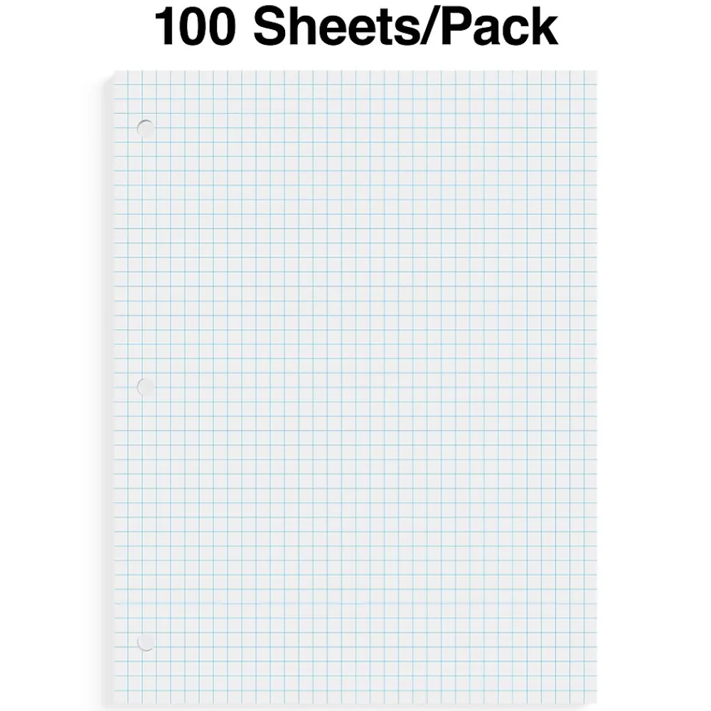 Filler Paper|Staples Graph Ruled Filler Paper, 8.5" x 11", White, 100 Sheets/Pack (TR25139)