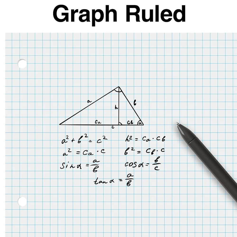 Filler Paper|Staples Graph Ruled Filler Paper, 8.5" x 11", White, 100 Sheets/Pack (TR25139)