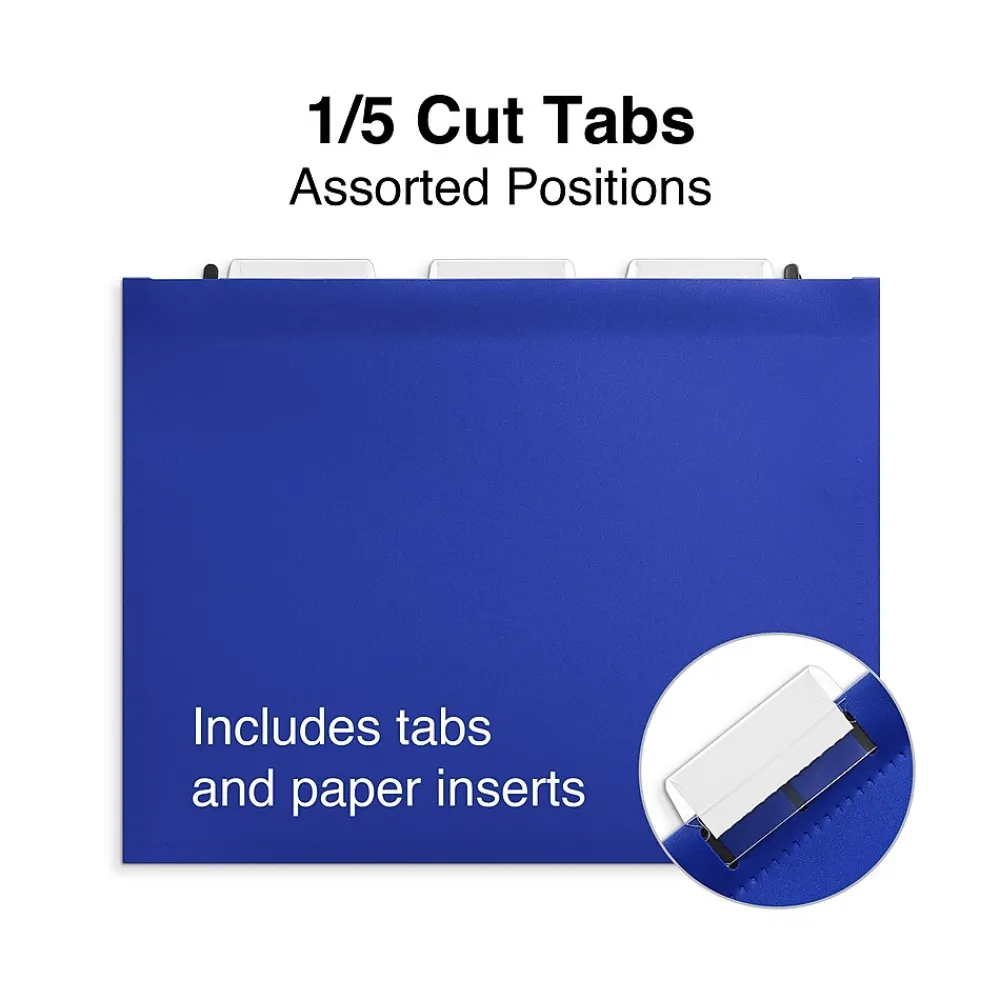 Hanging File Folders|Staples ® Hanging File Folder, 3.5" Expansion, Letter Size, Assorted, 5/Pack (TR36330/36330)