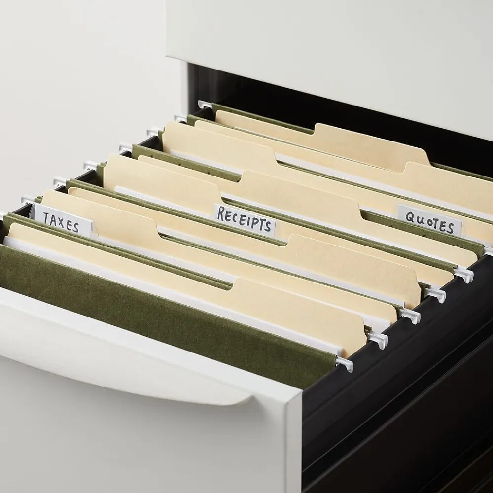 Hanging File Folders|Staples Heavy Duty Box-Bottom Hanging File Folders, 2" Expansion, 1/5-Cut Tab, Letter Size, , 25/Box (ST117515) Green