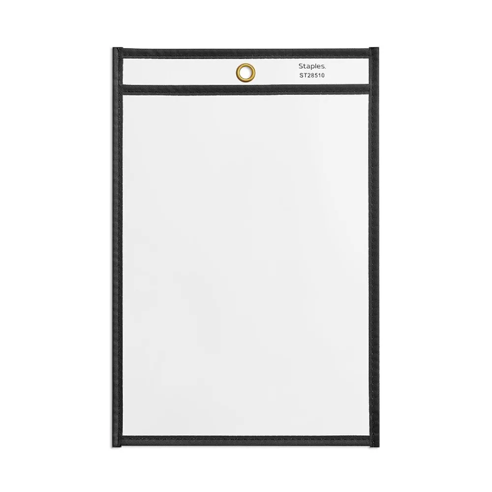 Sheet Protectors|Staples Heavy Weight Stitched Job Ticket Holder, 6" x 9", Clear, 25/Pack (28510)