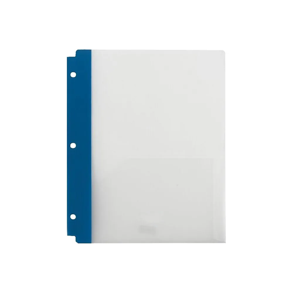 Pocket Folders|Staples 3-Hole Punched 2-Pocket Portfolio Folder, Frosted Navy (26176)