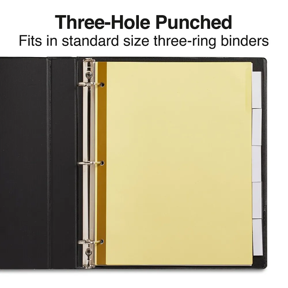 Dividers|Staples Large Tab Insertable Paper Dividers, Clear 5 Tab, Buff (13486/11110)