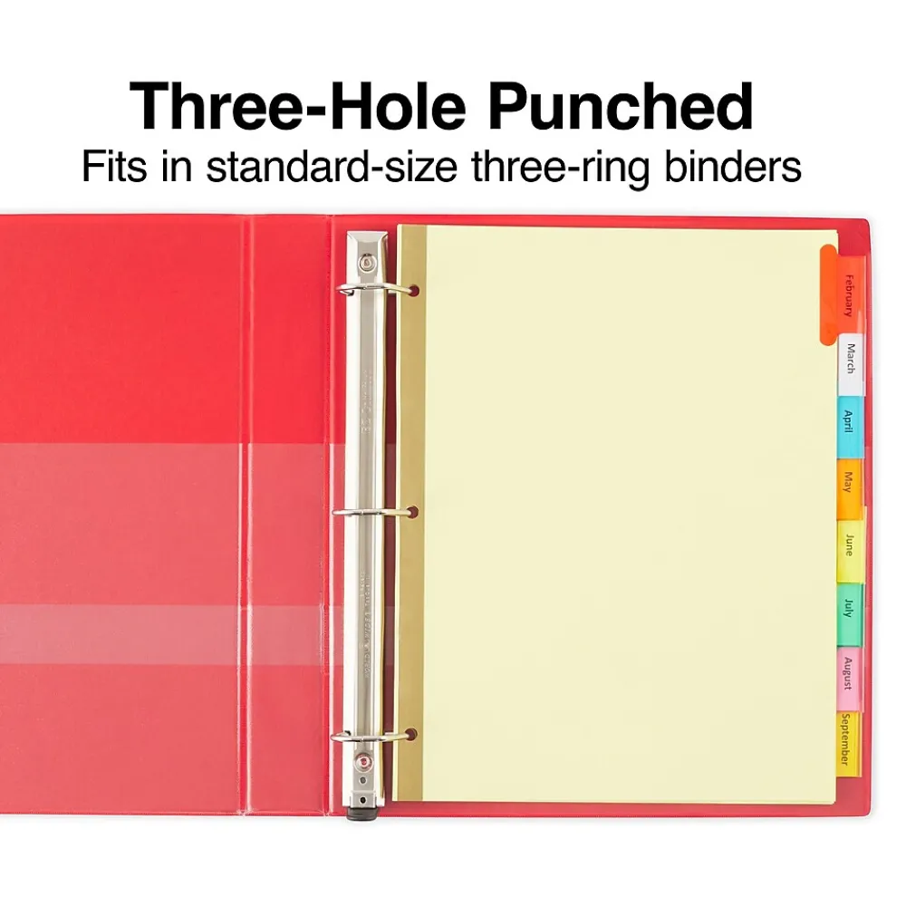 Dividers|Staples Large Tab Insertable Paper Divider, 8 Tabs, Buff with Assorted-Color Tabs, 1 Set (13487/11111)