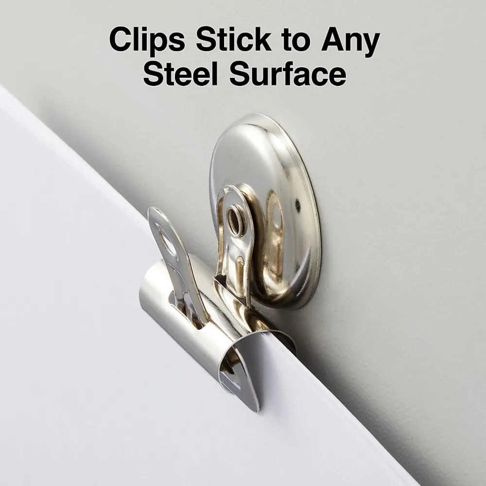Clips & Fasteners|Staples Magnetic Bulldog Clips, 1.25"W, Metallic, 18/Pack (17694)