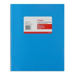 Pocket Folders|Staples Matte 2-Pocket Plastic Portfolio Folder with Fasteners, Blue (ST55477-CC) Light Blue