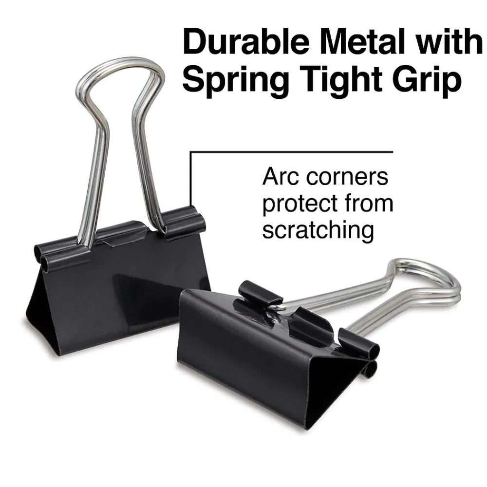Clips & Fasteners|Staples Medium Binder Clips, 0.63" Capacity, Black, 144 Clips/Pack (ST32003/32003)