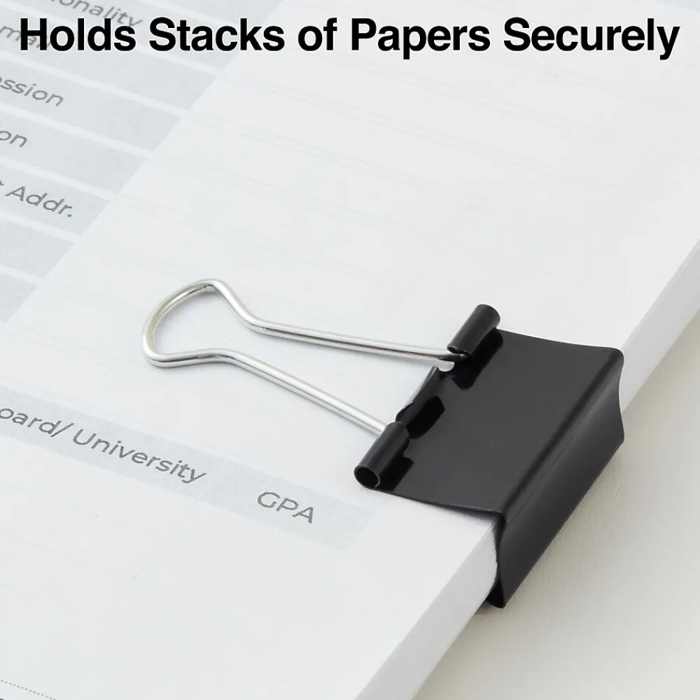 Clips & Fasteners|Staples Medium Binder Clips, 0.63" Capacity, Black, 144 Clips/Pack (ST32003/32003)