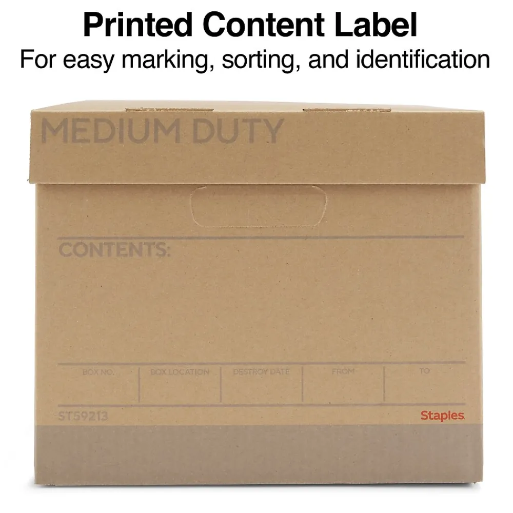 File Storage|Staples Medium Duty File Box, Lift Off Lid, Letter/Legal, Brown/Gray, 12/Carton (TR59213)
