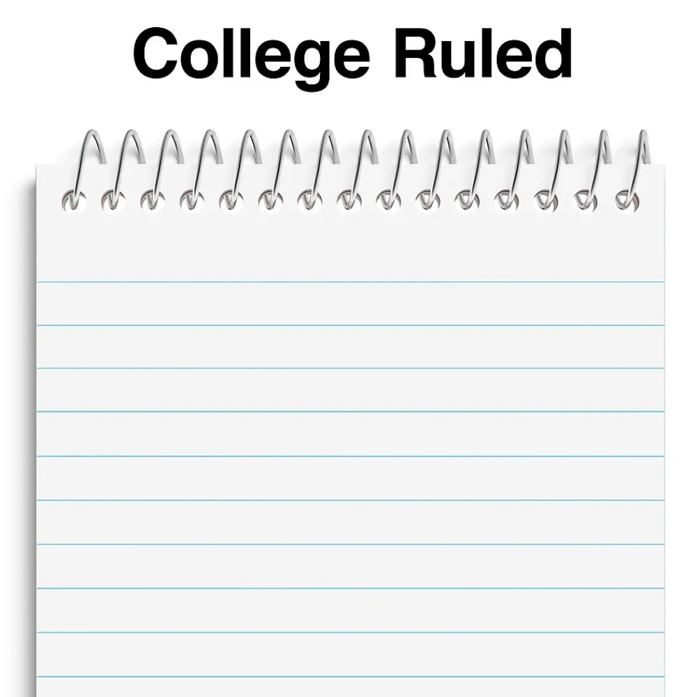 Notepads|Staples Memo Pad, 4" x 6", College Ruled, Assorted Colors, 50 Sheets/Pad, 5 Pads/Pack (ST11494N)