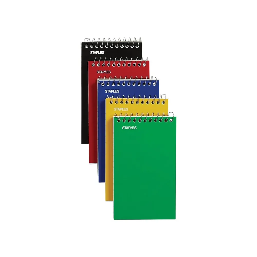 Notebooks|Staples Memo Pads, 3" x 5", College Ruled, Assorted Colors, 75 Sheets/Pad, 240 Pads/Pack (TR11491CT)