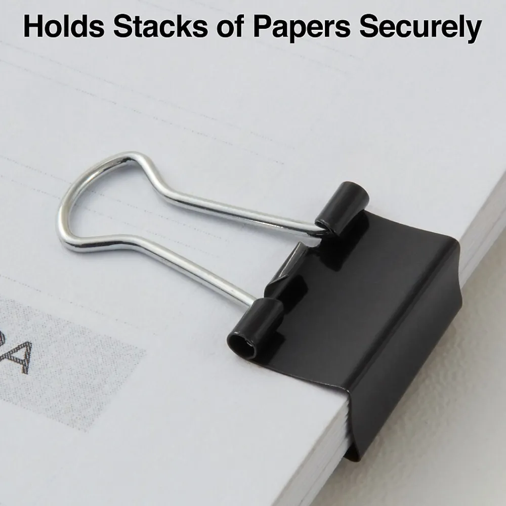 Clips & Fasteners|Staples Micro Binder Clips, 0.13" Capacity, Black, 100 Clips/Pack (ST15340/15340)