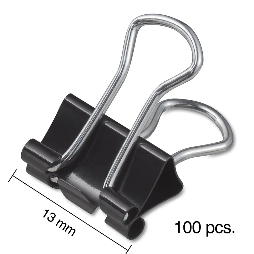 Clips & Fasteners|Staples Micro Binder Clips, 0.13" Capacity, Black, 100 Clips/Pack (ST15340/15340)