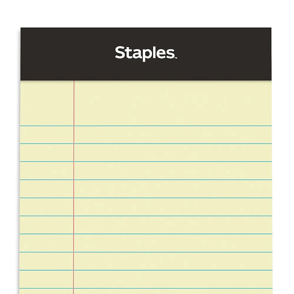 Notepads|Staples ® Mini Legal Notepad, 3" x 5", Narrow Ruled, Canary, 50 Sheets/Pad, 3/Pack (36312)
