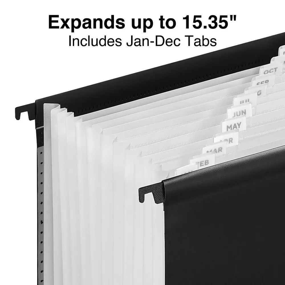 Hanging File Folders|Staples Moisture Resistant Hanging File Folder, 15.35" Expansion, Letter Size, Black (TR51813)