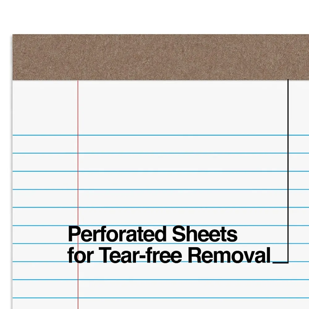 Notepads|Staples Notepads, 8.5" x 14" (legal), Wide Ruled, White, 50 Sheets/Pad, Dozen Pads/Pack (58189)