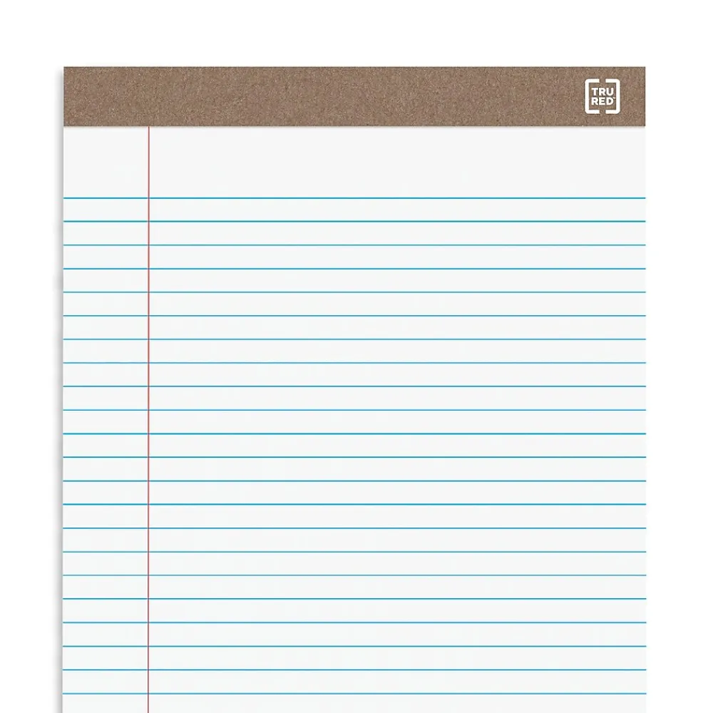 Notepads|Staples Notepads, 8.5" x 14" (legal), Wide Ruled, White, 50 Sheets/Pad, Dozen Pads/Pack (58189)