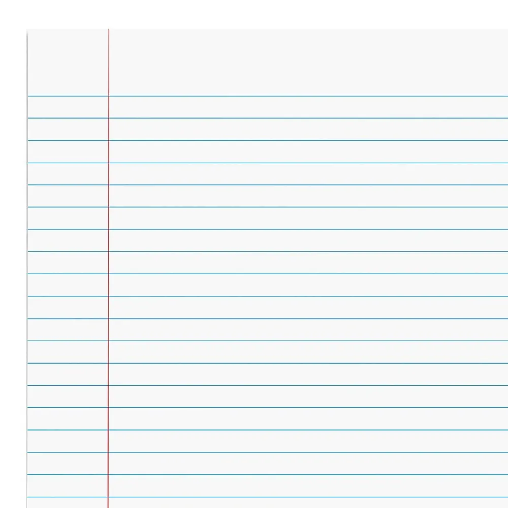 Notepads|Staples Notepads, 8.5" x 11" (US letter), Wide Ruled, White, 50 Sheets/Pad, Dozen Pads/Pack (ST57334)