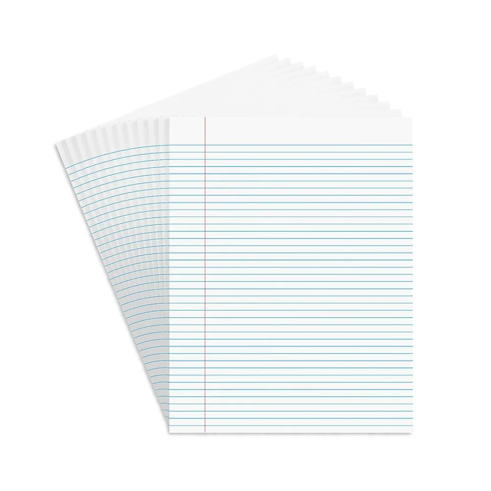 Notepads|Staples Notepads, 8.5" x 11" (US letter), Narrow Ruled, , 50 Sheets/Pad, Dozen Pads/Pack (ST57420) White