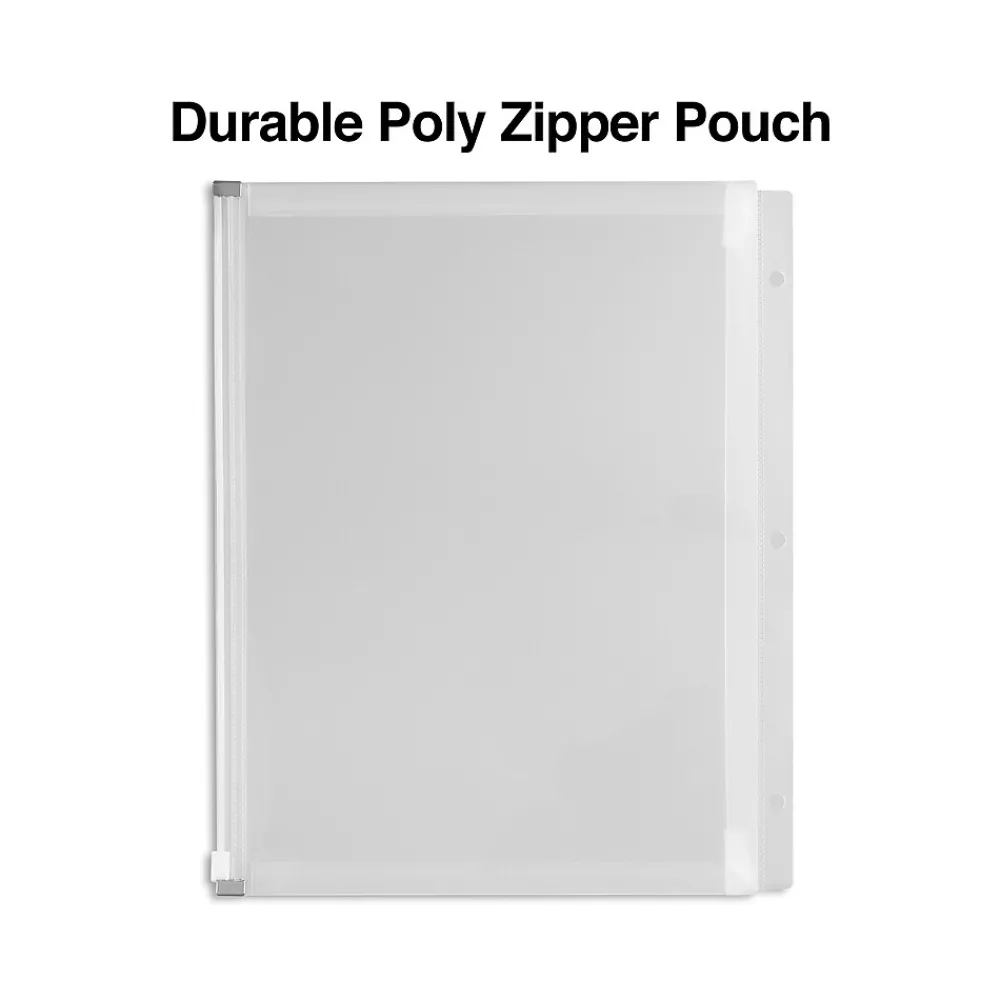 Dividers|Staples Poly Zipper Pouch, 3-Hole Punched, Clear (ST26190-CC)