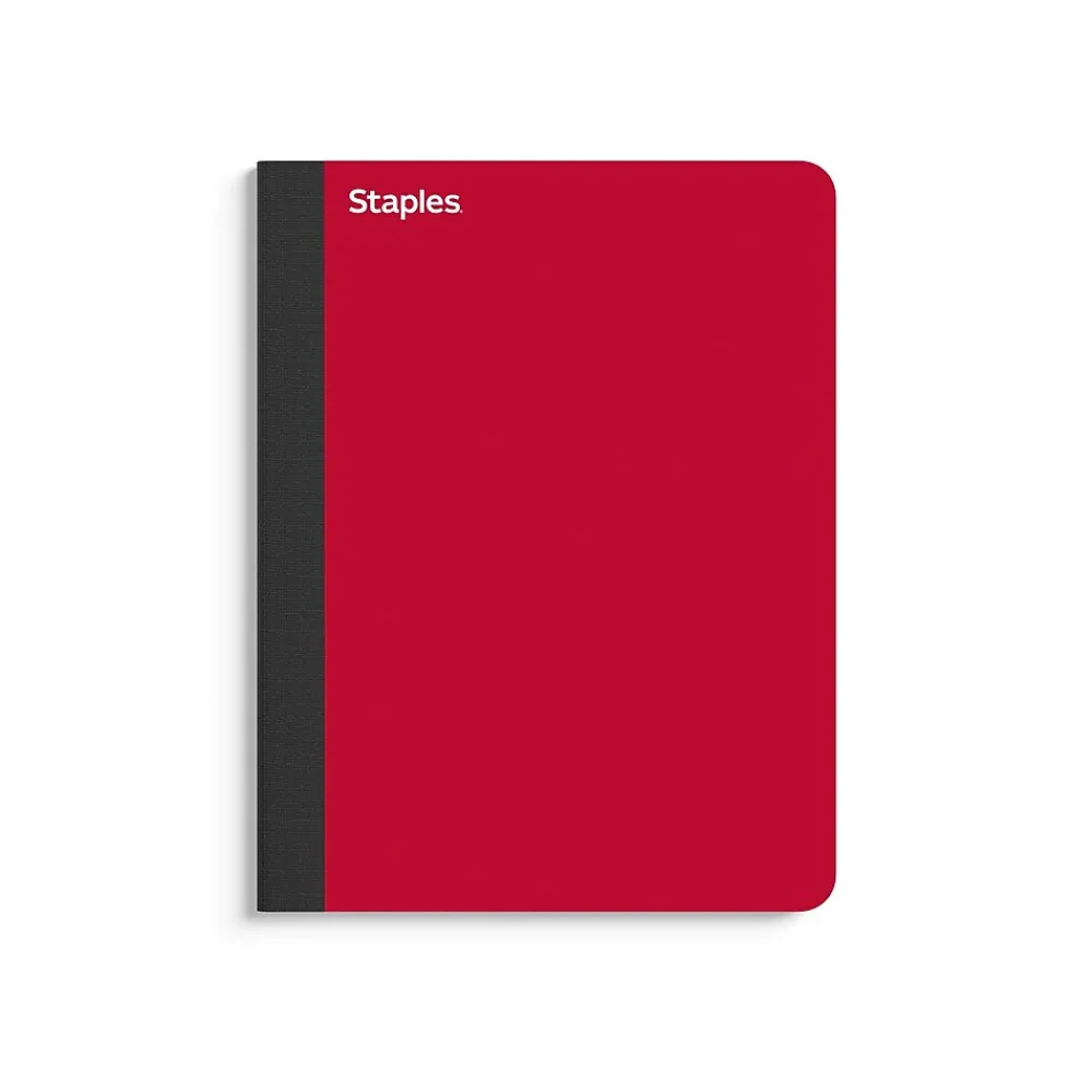 Composition Notebooks|Staples ® Premium Composition Notebooks, 7.5" x 9.75", College Ruled, 100 Sheets, Red (TR58344M CC)