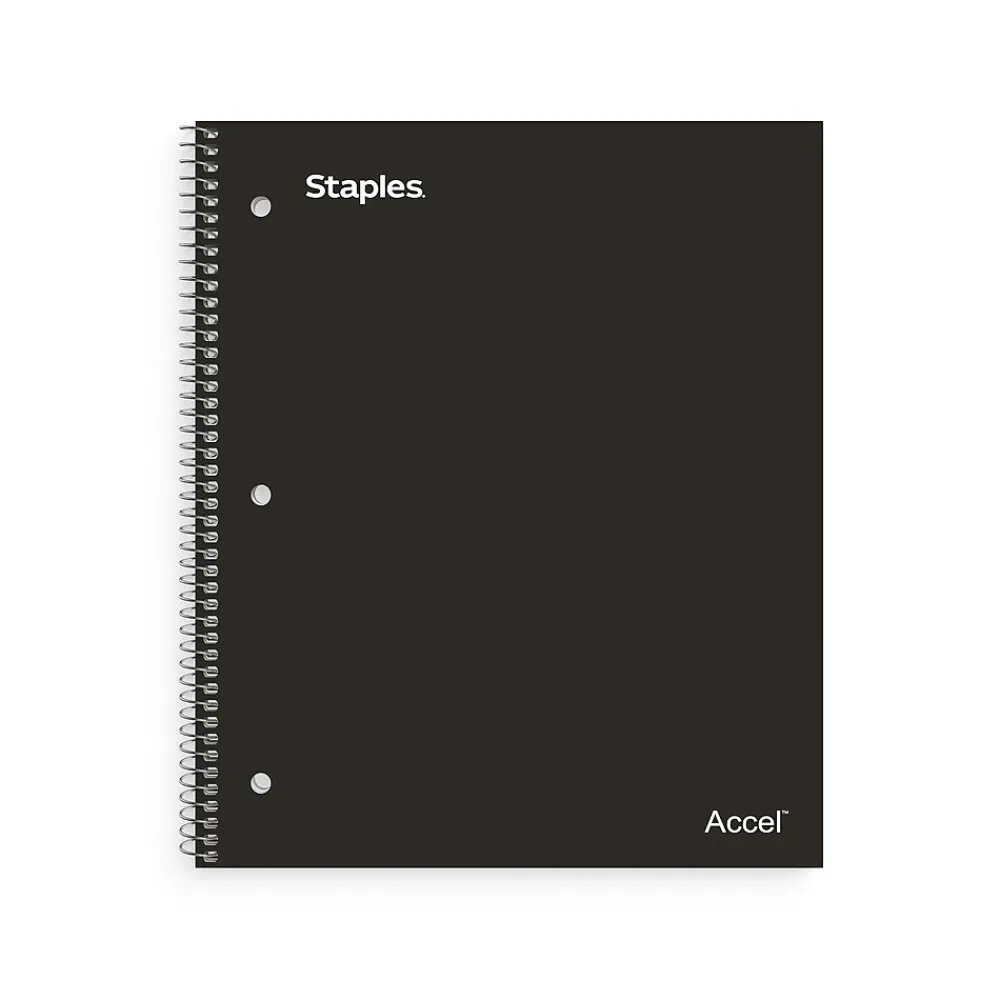 Subject Notebooks|Staples Premium Poly 3-Subject Notebook, 8.5" x 11", College Ruled, 150 Sheets, (ST58313) Black