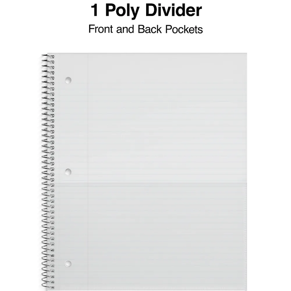 Subject Notebooks|Staples Premium Poly 1-Subject Notebook, 8.5" x 11", College Ruled, 100 Sheets, (ST20954D) Purple