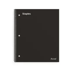 Subject Notebooks|Staples Premium Poly 1-Subject Notebook, 8" x 10.5", Wide Ruled, 100 Sheets, (TR20956) Black