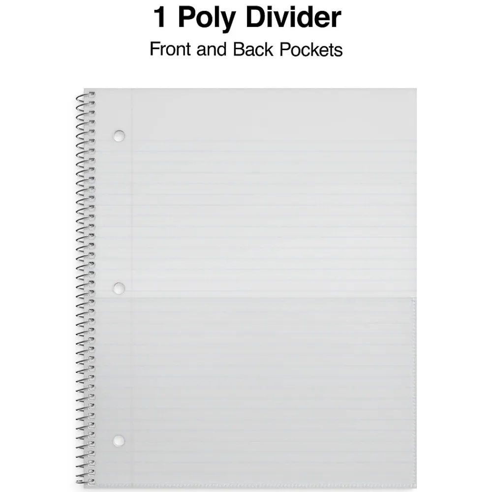 Subject Notebooks|Staples Premium Poly 1-Subject Notebook, 8" x 10.5", Wide Ruled, 100 Sheets, (TR20956) Black