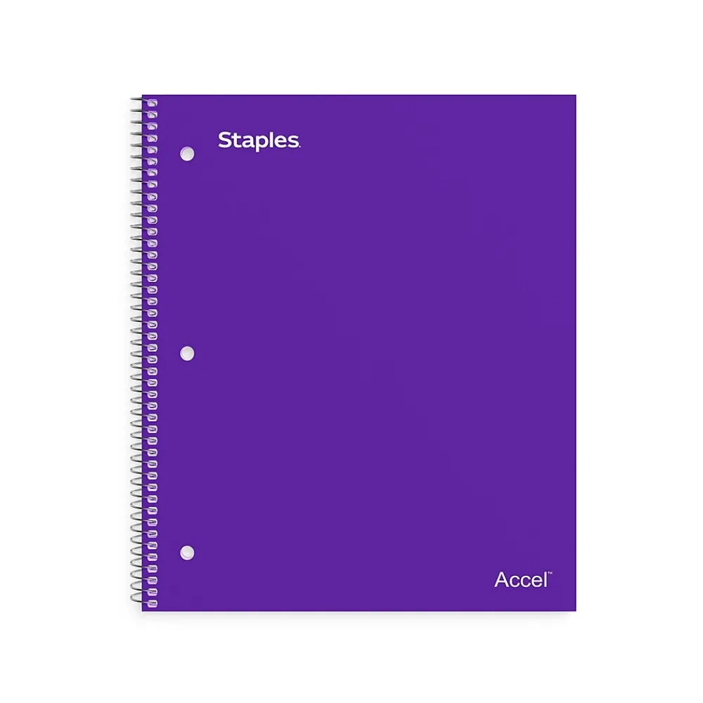 Subject Notebooks|Staples Premium 1-Subject Notebook, 8" x 10.5", Wide Ruled, 100 Sheets, Purple, 12 Notebooks/Carton (TR20960CT)
