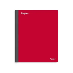 Notebooks|Staples Premium 3-Subject Notebook, 8.5" x 11", College Ruled, 150 Sheets, (ST58332) Red