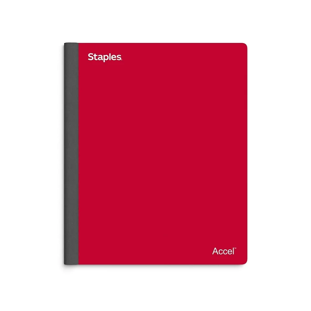 Notebooks|Staples Premium 3-Subject Notebook, 8.5" x 11", College Ruled, 150 Sheets, (ST58332) Red