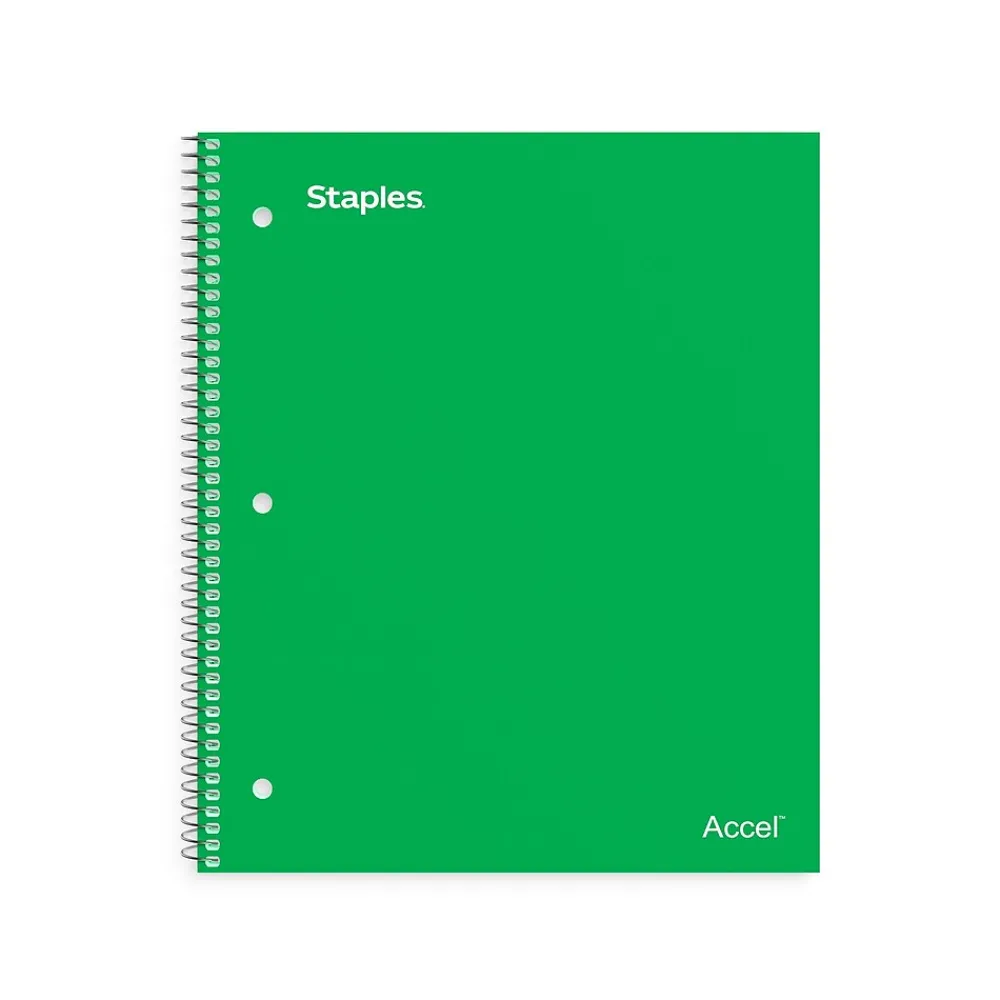 Subject Notebooks|Staples ® Premium 1-Subject Subject Notebooks, 8.5" x 11", College Ruled, 100 Sheets, Green, 12/Carton (ST51451CT)