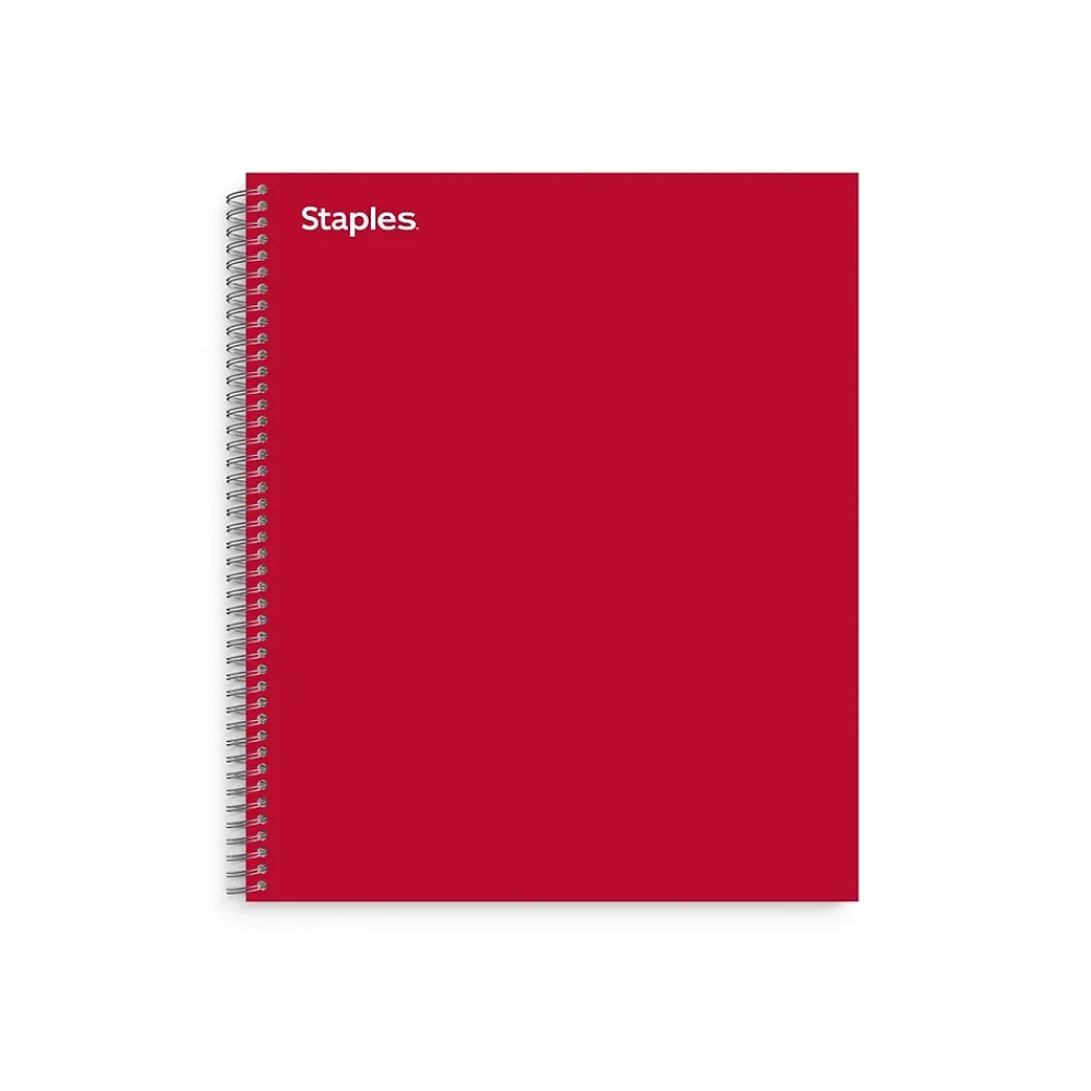 Subject Notebooks|Staples ® Premium 1-Subject Subject Notebooks, 8.5" x 11", College Ruled, 100 Sheets, Red (TR58357M-CC)