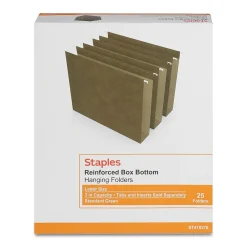 Hanging File Folders|Staples Reinforced Box-Bottom Hanging File Folders, 3