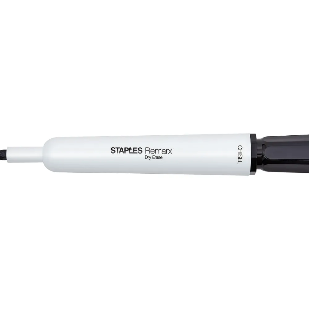 Markers|Staples Remarx Dry-Erase Markers, Chisel Tip, Black, 12/Pack (29211-CC)